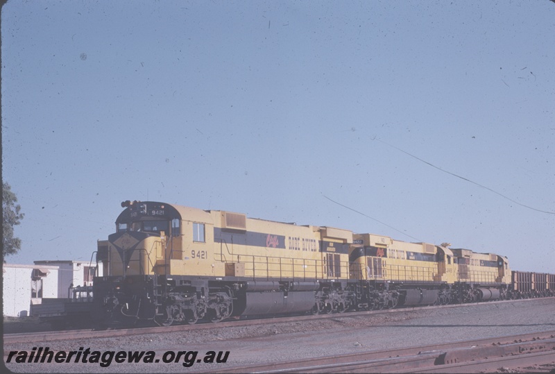 T04848
Cliffs Robe River (CRRIA) M636 class 9421 & 9422 on first trip heading an ore train from Cape Lambert to Pannawonica 
