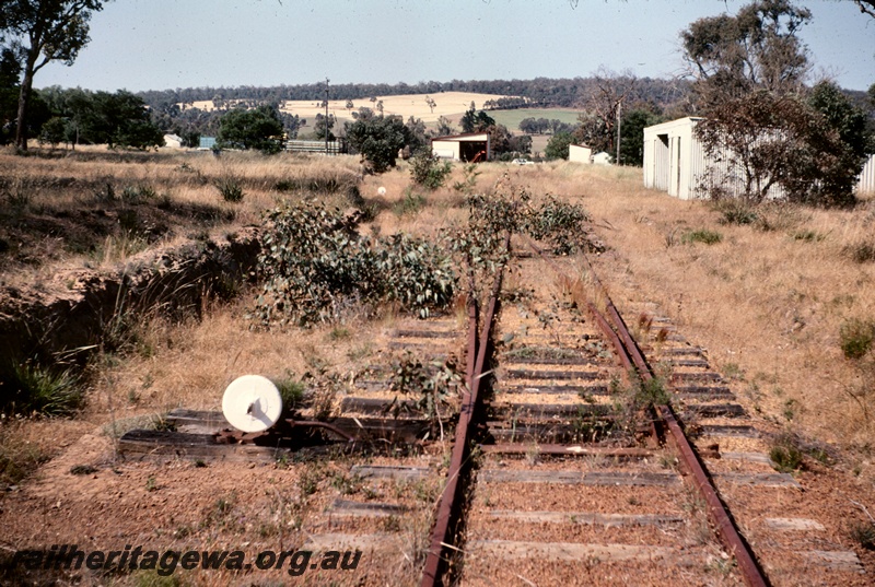 T04893
Station yard, points, point lever, sheds, Boddington, PN line
