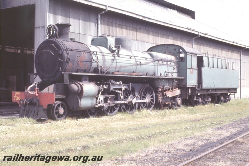 T05332
PMR class 730, awaiting scrap, shed, Collie, BN line, front and side view 
