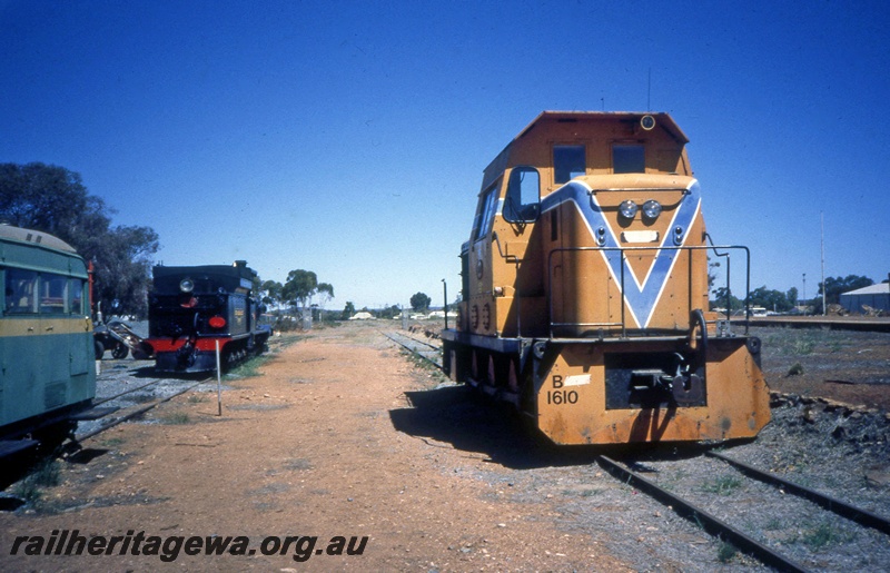 T05384
B class 1610, G class 233 (rear to camera), sidings, side and end view
