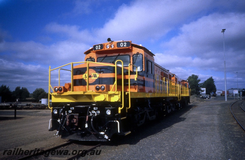 T05396
Australian Railroad Group Australia Western Railroad T class 02 and T class 01, yard, sheds, lights, Picton Junction, SWR line, front and side view
