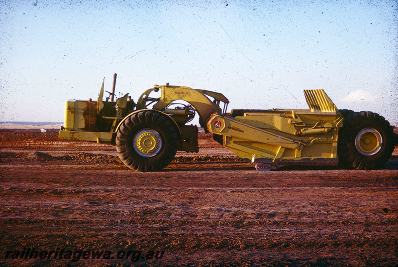 T06004
Standard gauge project construction, Euclid S-24 scraper, unknown location
