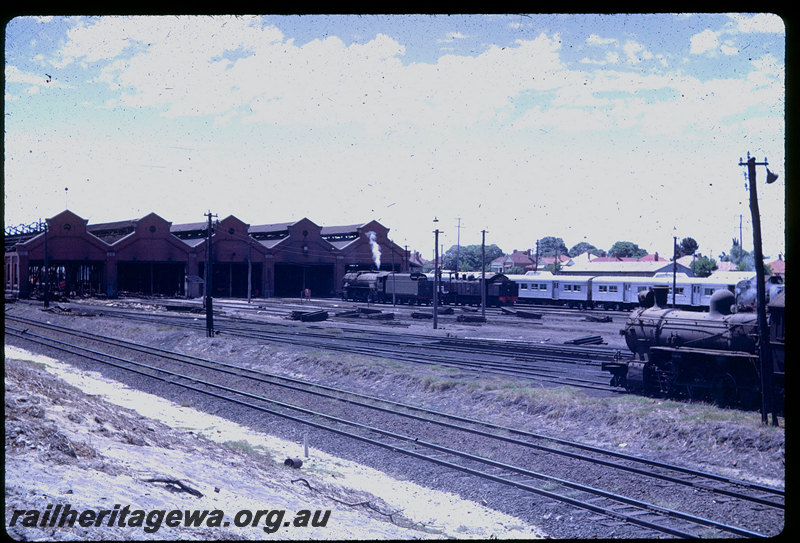 T06014
East Perth Loco Depot under demolition, unidentified V Class, DM/DD Class, F Class, ADK Class railcars

