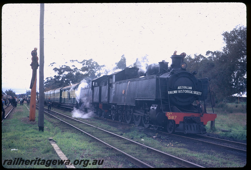 T06174
DM Class 587 and DD Class 592, ARHS tour train to Coolup, taking water at Armadale, water columns, SWR line
