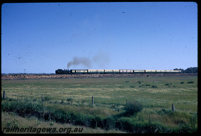 T06300
DD Class 592 on ARHS tour train, between Spearwood and Armadale, returning to Perth via Armadale after parallel run with NSWGR C38 Class 3801 on 