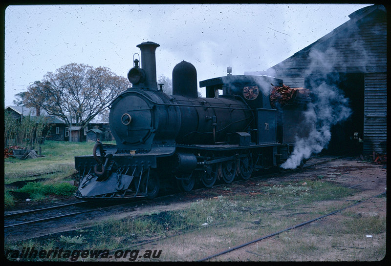 T06339
Millars G Class 71 (ex-WAGR G Class 111), Yarloop Workshops, loco shed
