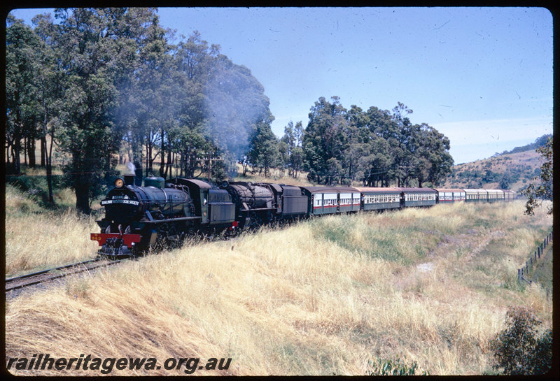 T06414
W Class 943 and V class 1217, ARHS tour train to Collie, between Brunswick Junction and Beela, BN line
