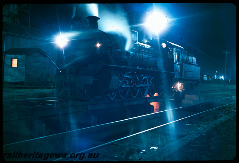 T06468
W Class 903, dropping fire, Collie loco depot, ash pit, night photo
