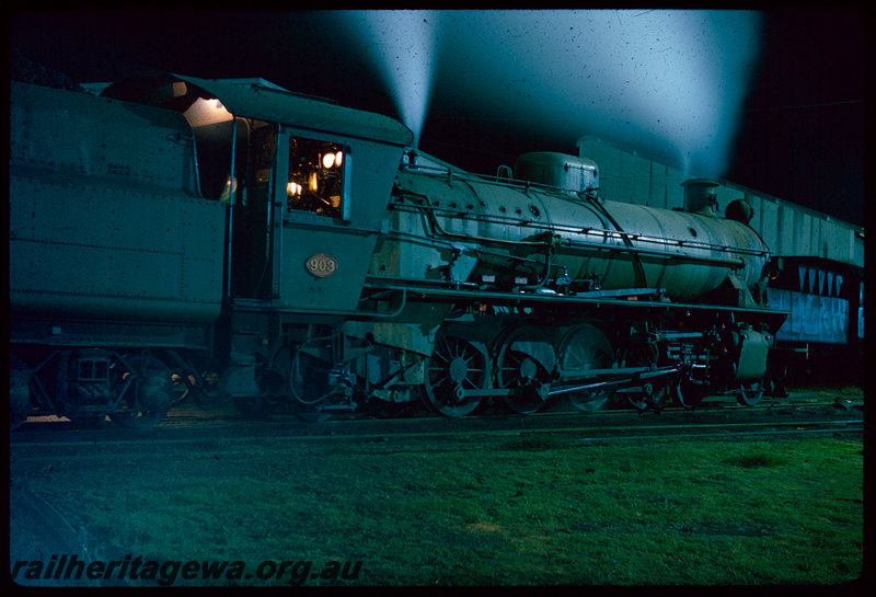 T06471
W Class 903, Collie loco depot, roundhouse, night photo
