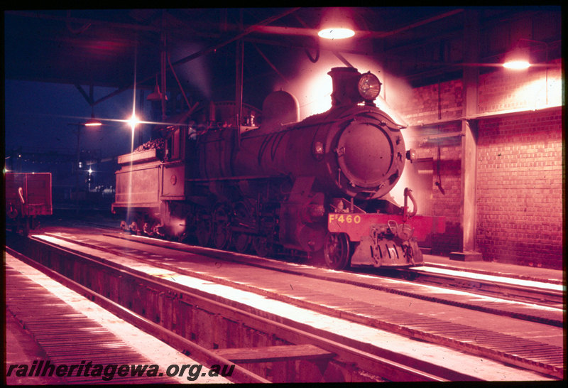 T06491
FS Class 460, Collie loco depot, running shed, inspection pit, night photo

