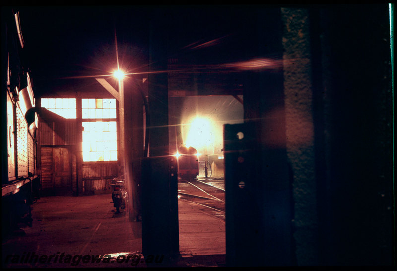 T06496
V Class 1217, Collie loco depot, photo taken from within roundhouse, night photo
