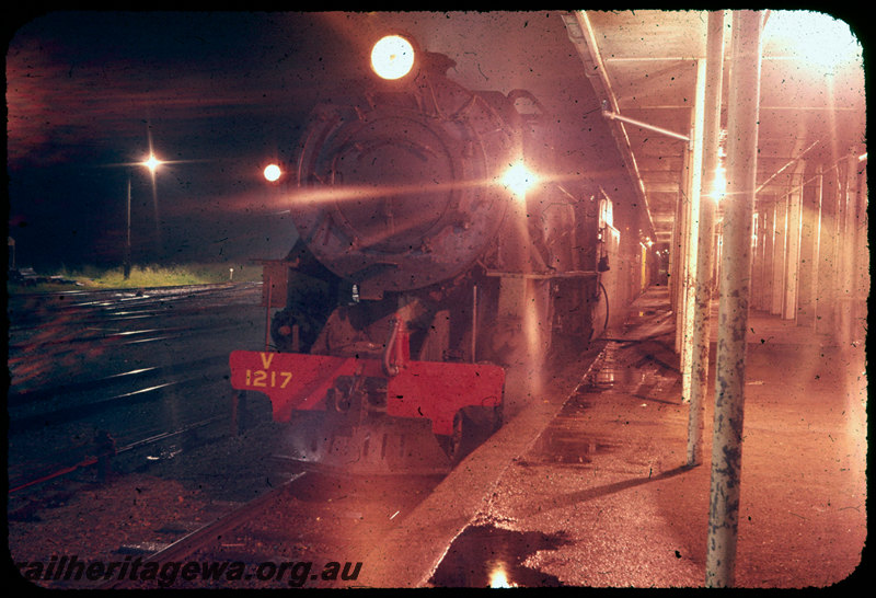 T06503
V Class 1217, Brunswick Junction, station building, platform, night photo
