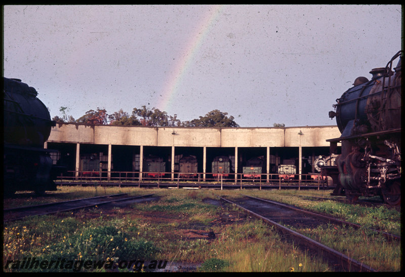 T06507
Collie loco depot, rainbow above roundhouse, turntable, 1 of 3
