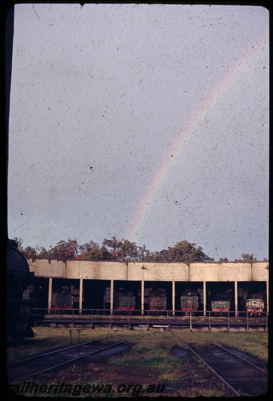 T06508
Collie loco depot, rainbow above roundhouse, turntable, 2 of 3
