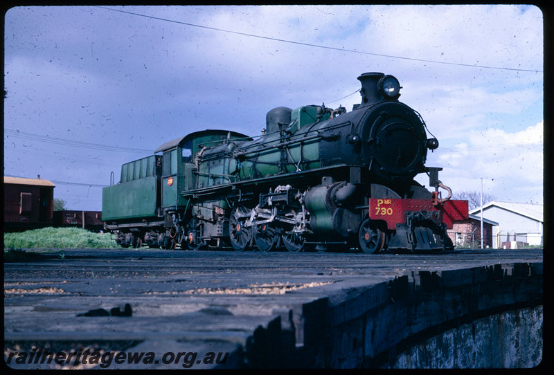 T06535
PMR Class 730, stabled on turntable fan, Bunbury loco depot, photo taken from within turntable pit
