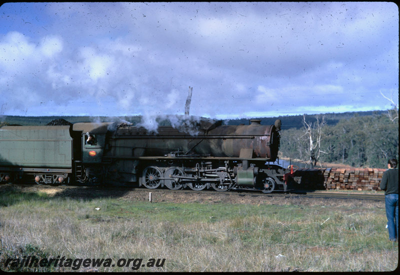 T06540
V Class 1206, goods train, Worsley, sleeper pile, BN line
