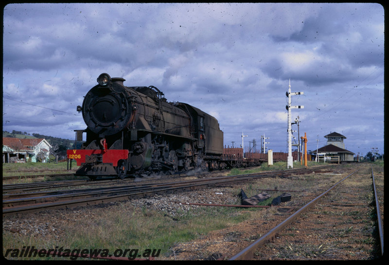 T06561
V Class 1206, departing Brunswick Junction bound for Collie, goods train, semaphore signals, station building, signal cabin, SWR line
