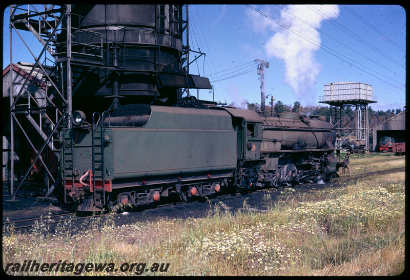 T06578
V Class 1209, Collie loco depot, coaling tower, water tower, running shed, unidentified X Class in background
