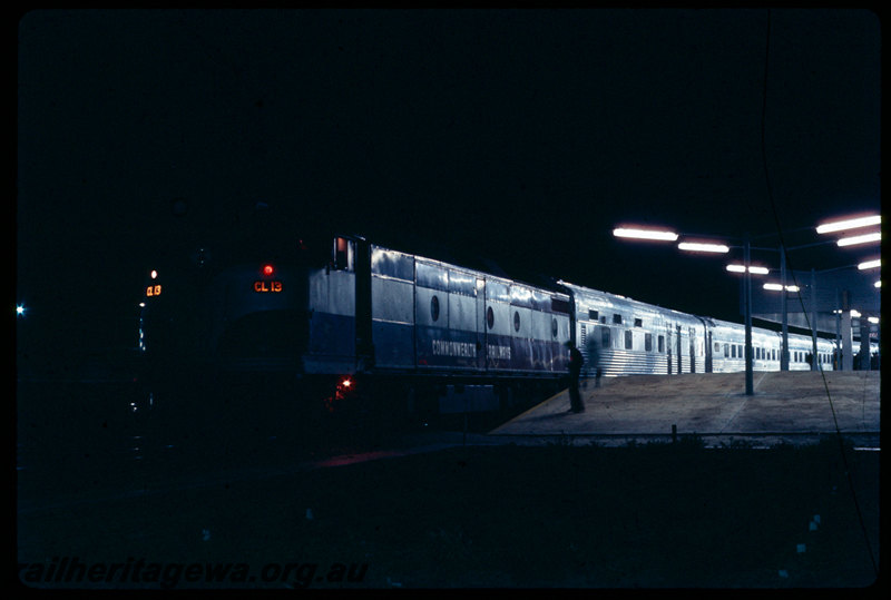 T06792
Commonwealth Railways CL Class 13, Indian Pacific, Perth Terminal, platform, ER line, night photo
