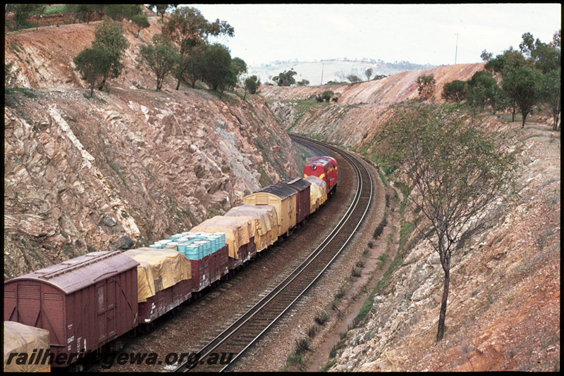 T07019
G Class 50, International Orange livery, Up goods train, Windmill Hill Cutting, ER line
