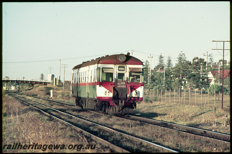 T07073
Single ADG Class railcar, Up suburban passenger service, between Grant Street and Cottesloe, Eric Street Bridge, ER line
