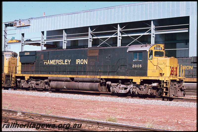 T07486
Hamersley Iron ALCos C636 3007, C628 2005, 7 Mile Workshops, Dampier, Pilbara
